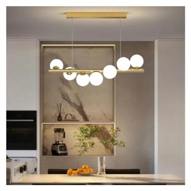 Imagem de Lustre de teto longo de bola de vidro dourado compatível com mesa de bar sala de jantar cozinha ilha luzes pendentes decoração para casa lustre luminária lustre luminária