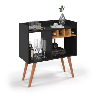 Imagem de Aparador Barzinho Bar Com Adega/VINHO Retrô RUBI Cantinho Do Café(PRETO/NATURE)