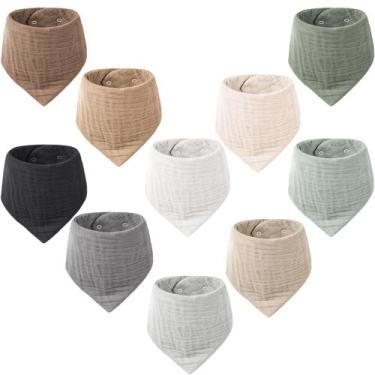 Imagem de Babadores para bebês Konssy Muslin, pacote com 10 unidades, 100% algod