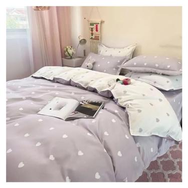 Imagem de Conjuntos de cama em forma de coração solteiro casal Queen capa de edredom fronha presente compatível com meninas (I 150 x 200 cm 4 peças)
