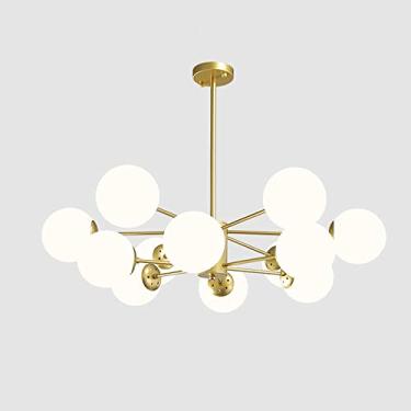 Imagem de YQSLQZZ Luminária pendente Gold Sputnik, luzes de teto de globo de vidro semiembutidas, lustre de iluminação decorativa de teto, para sala de estar, quarto, sala de jantar