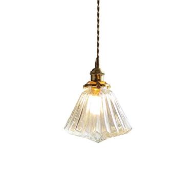 Imagem de YQSLQZZ Luzes pendentes de vidro vintage, luminária pendente de ilha de cozinha japonesa, luzes de teto suspensas de corredor de sala de jantar com altura ajustável, luzes E27*1