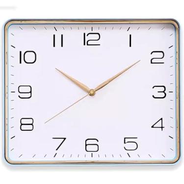 Imagem de WYUYIWH Relógio de parede quadrado, relógio de casa simples e moderno, relógio de parede, relógio de parede versátil, adequado para sala de estar, estudo, relógio de decoração de escritório (azul)