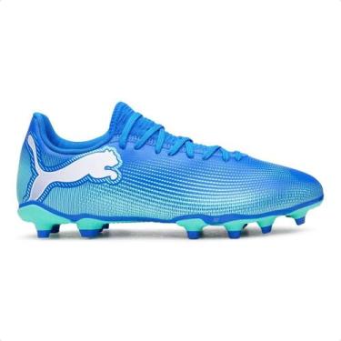 Imagem de Chuteira Campo Puma Future 7 FG/AG Masculina, Azul, Verde, 44.