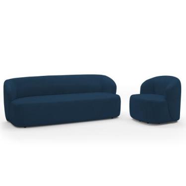 Imagem de Sofá 3 Lugares 205cm Com Poltrona Giratória Orgânica Heidy F04 Veludo 