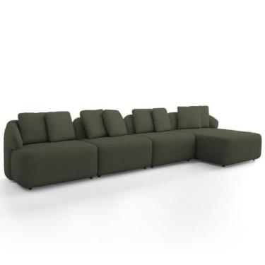 Imagem de Sofá 5 Lugares com Chaise Direito Sala Living 394cm Arlo F04 Linho Ver