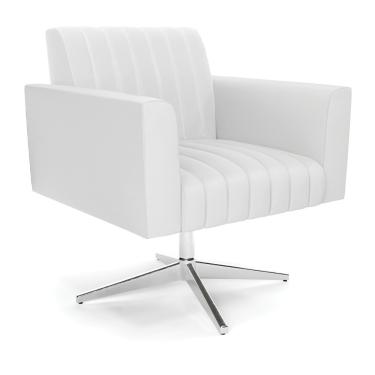 Imagem de Poltrona Giratória Viena Gomada Corino Branco Base Cromada - D'Rossi