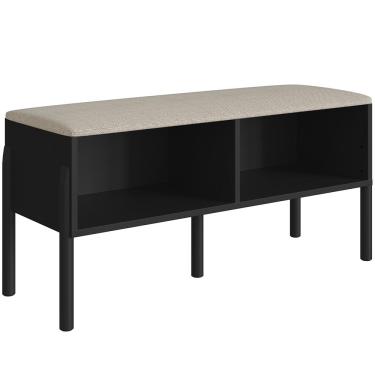 Imagem de Sapateira Banco Hall De Entrada Pés Madeira Moss A03 Nero Preto - Lyam Decor