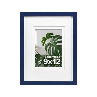 Imagem de Porta-retratos Egofine 9x12 azul marinho em madeira maciça com acrílic