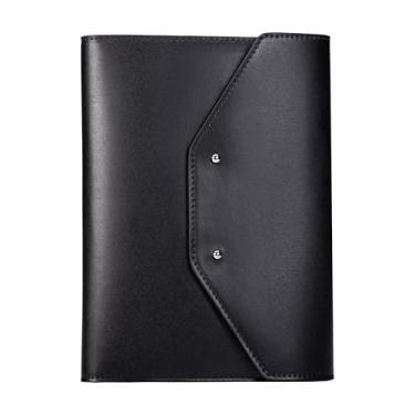 Imagem de Mini Padfólio Case-it, Premium, com organização interna para canetas e cartões, armazenamento de telefone, fecho de três dobras com encaixe, couro sintético, Pad-37-MI, preto