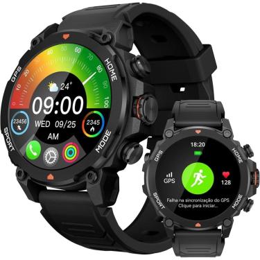 Imagem de Smartwatch AURAFIT Trek 1, GPS integrado, Monitoramento Esportivo, Altímetro Bússola, Natação 5ATM-Unissex