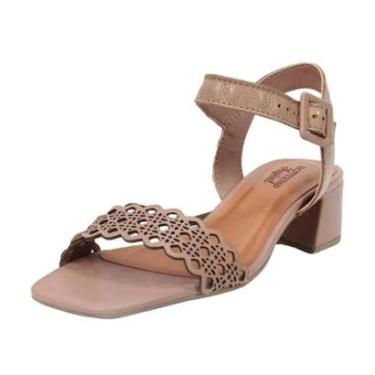 Imagem de Sandalia Feminina Salto Bloco Baixo Couro Elegante Bottero-Feminino