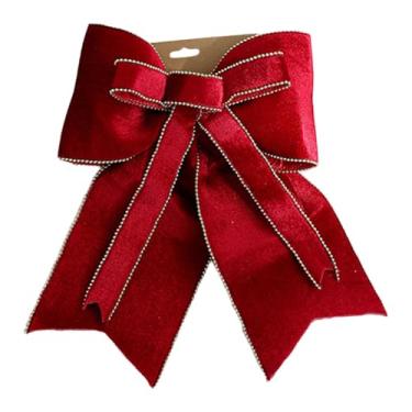 Imagem de Fenteer Decoração de pingente de laço vermelho de Natal, decoração versátil de Natal, enfeite de árvore pendurado para guirlanda, quintal, jardim interno, M 32cmx25cm