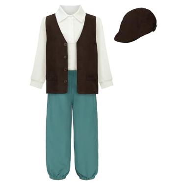 Imagem de JerrisApparel Boys Colonial Costume Outfit Kids Halloween Vintage School Play (5-6 years/120cm, Brown)
