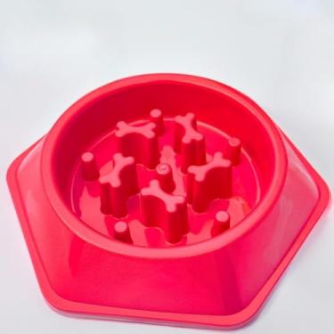 Imagem de Comedouro Lento Educativo para Cães - Comedouro Pet com Labirinto para Alimentação Controlada(Vermelho Médio)