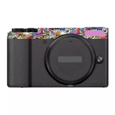 Imagem de GX9 Película para Câmera Película Anti-Riscos Película Protetora de Vinil Capa Decalques para Panasonic Lumix GX9 (Graffiti Branco + Couro Preto)
