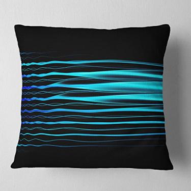 Imagem de Designart Chamas fractais azuis na sala de estar abstrata preta, sofá, almofada + capa de almofada impressa em ambos os lados 40,64 cm x 40,64 cm