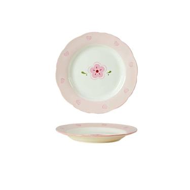 Imagem de Pratos de pétalas coloridas sob o esmalte são simples para uso doméstico - pratos planos de 20 cm.