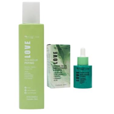 Imagem de Max Love Kit Facial com Água Micelar Pepino 200ml e Sérum para Cravos e Poros 30ml, Vegano, Limpeza e Tratamento para Pele Oleosa e Mista