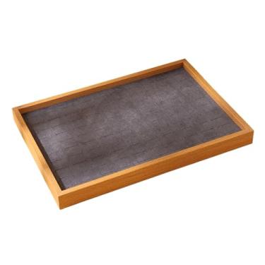 Imagem de Vaveren Bandeja para exibição de joias, enfeites de madeira para presentes, portátil, grande capacidade, organizador de estojo de armazenamento versátil para, Cinza