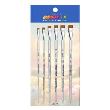 Imagem de Kit c/ 6 Pincel Chato Sintetico Pintura Castelo Artes