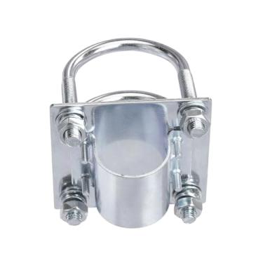 Imagem de Generic Kit universal de suporte de braçadeira de parafuso em U resistente - Suporte de ferro prateado para antena Starlink, antena parabólica, TV externa, conjunto de montagem de mastro de antena
