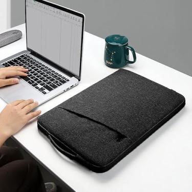 Imagem de Capa para laptop de 15,6 polegadas, bolsa protetora com bolso de acessórios para notebook HP Asus Dell Lenovo de 15-16 pol, preta