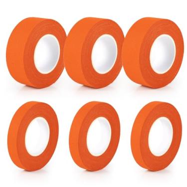 Imagem de 6 fitas de lacrosse de 9 metros, fita adesiva de lacrosse não pré-cortada de 2,5 cm, fita de algodão absorvente de suor, fita de aderência de lacrosse para taco de beisebol e golfe (Laranja)