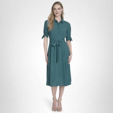 Imagem de Calvin Klein Vestido midi de algodão casual feminino, Sequoia, 50
