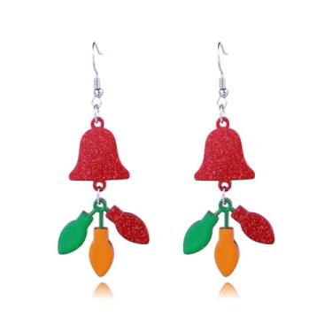 Imagem de Brincos femininos pendentes de Natal com glitter, roupas de Natal, luzes, luva de carro, meia sino, brincos de acrílico, acessórios de bijuteria de fantasia de Natal para mulheres, Large, Acrílico