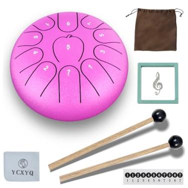 Imagem de YCXYQ Chave B roxa - Tambor de língua de aço 15 cm Tambor de chuva de aço carbono de 11 tons Instrumento profissional de percussão para meditação e cura instrumento de acompanhamento de mão