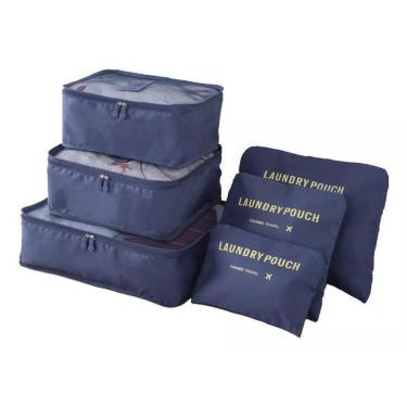 Imagem de Kit Organizador De Malas Essencial Para Viagens 6 Peças Azul