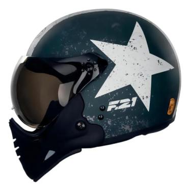 Imagem de Capacete Aberto Moto Peels F-21 Old Tank Verde Militar Fosco/Branco 58