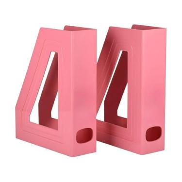 Imagem de Organizador de Papel, Kit 2 Porta Revistas Transparente Organizador Escritório Documentos Revistas Durável Prático, 22 X 7 X 29 Cm(Rosa Sólido)