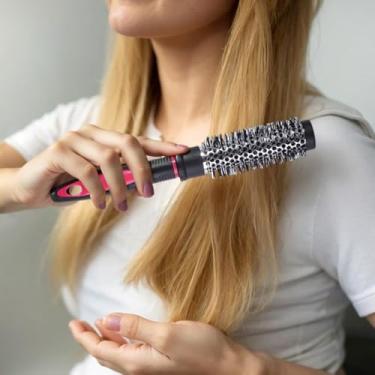 Imagem de Escova de cabelo redonda de alumínio profissional: secagem térmica para volume e ondulação, adequada para salão de beleza e casa