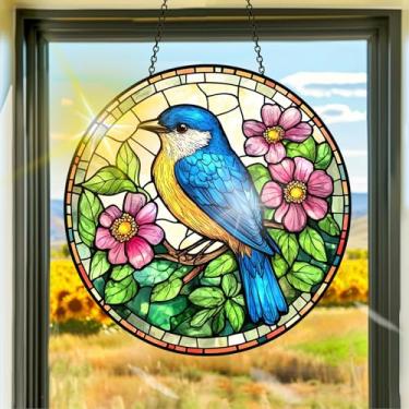 Imagem de Apanhador de sol de acrílico colorido, apanhadores de sol, decoração de janela suspensa de pássaros, arte de parede de arco-íris, para quarto, varanda, interior e exterior, jardim, enfeites de Natal