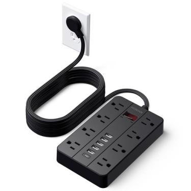 Imagem de Cabo de extensão Power Strip Surge Protector de 15 pés HUNIAN