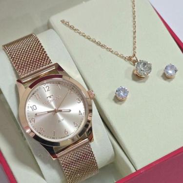 Imagem de Relógio Technos Feminino Elegance Rosé Kit Boutique 2035MUT1T