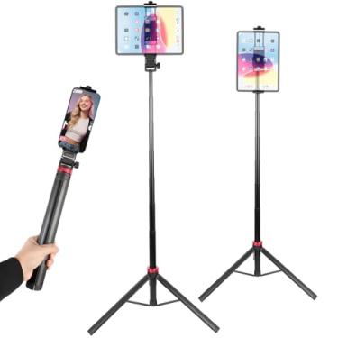 Imagem de Xik Suporte de tripé portátil de 205.7 cm para iPad, suporte extensível de liga de alumínio para tablet de viagem, compatível com iPad Pro, iPhone, Kindle e todos os tablets de 4,7 a 12,9 polegadas
