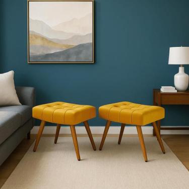 Imagem de Kit 2 Banqueta Rubi Confort Moderna Pes Madeira - Dcazza, Amarelo