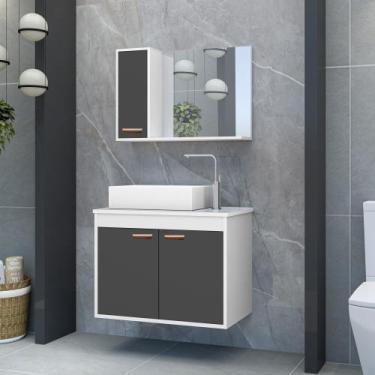Imagem de Gabinete para Banheiro com Pia e Espelho CJ Clean 60 Branco / Grafite 