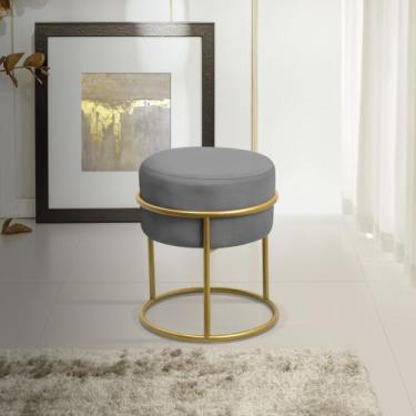Imagem de 1 Puff banqueta redondo ferro decoração casa - PB, Cinza