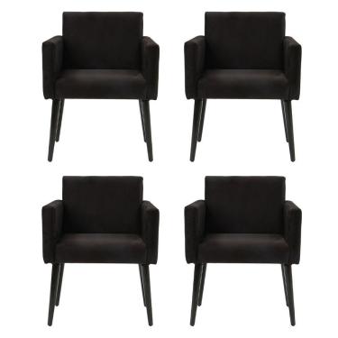 Imagem de Kit 4 Poltronas Luca Em Tecido Sintético Para Recepção - Preto - Cor: Preto