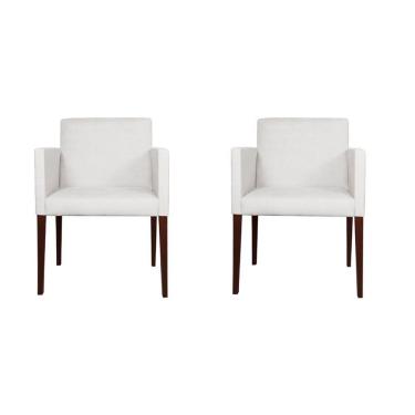 Imagem de Kit 2 Poltronas Nina Executiva Em Tecido Sintético - Branco - Cor: Branco