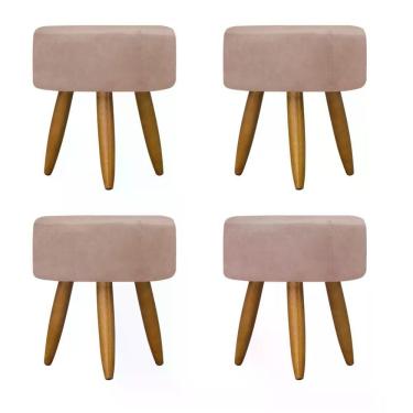 Imagem de Kit 04 Puff Decorativo Redondo - Rosê Rosê