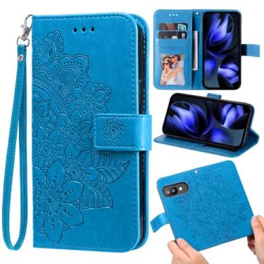 Imagem de Furill Capa carteira compatível com Google Pixel 9A e protetor de pulso flor couro flip porta-cartão de crédito Folio bolsa suporte acessórios celular capa para celular para Pixel9A A9 5G meninas