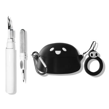 Imagem de SKPY Capa robusta à prova de choque com design de desenho animado 3D, compatível com JBL Vibe Beam/Vibe 200TWS, silicone macio com mosquetão, ferramentas de limpeza de anel antiperda para meninos e