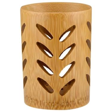 Imagem de Copo de escova de dentes, suporte de escova de dentes de bambu, suporte de lápis de pincel de maquiagem, para banheiro e armazenamento de viagem, compacto de bambu cilíndrico, pronto para viagem