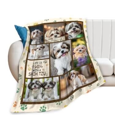 Imagem de Cobertor Shih Tzu, cobertor para cães, presentes shih tzu, cobertores de cães, pelúcia de flanela de lã para mulheres, homens, meninos, meninas, adultos, roupa de cama macia para sofá-cama, escritório