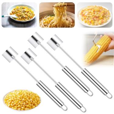 Imagem de LemonRoad 4 peças de descascador de milho para espiga de milho, decapador de espiga de aço inoxidável, fácil de limpar, descascador para cozinha doméstica e jantar ao ar livre